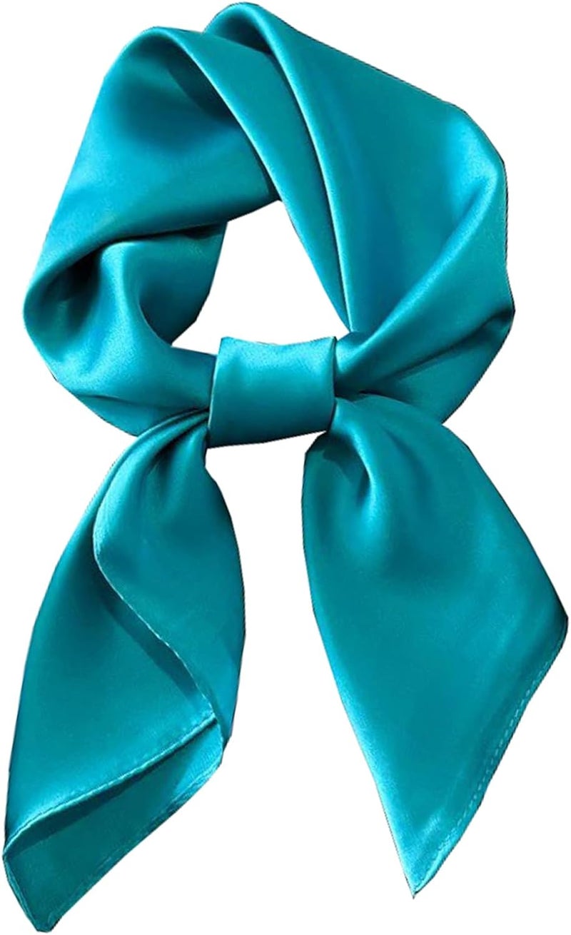 Chung Women's Square Satin Scarf 27.5" Bandanas Solid 50s Retro Neck Scarves Emulation Silk Handbag Hair Ribbons Necktie - Image 1